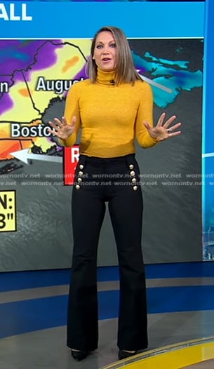 Ginger's black pants with gold buttons on Good Morning America