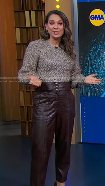 WornOnTV: Ginger’s cable knit sweater and brown leather pants on Good ...