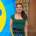 Ginger’s multicolor geometric skirt on Good Morning America