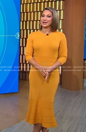 Ginger's yellow knit midi dress on Good Morning America