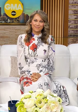 Ginger's white floral midi dress on Good Morning America