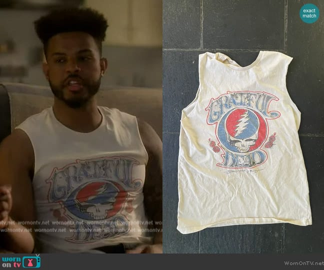 Grateful Dead Tank Top worn by Aaron Jackson (Trevor Jackson) on Grown-ish