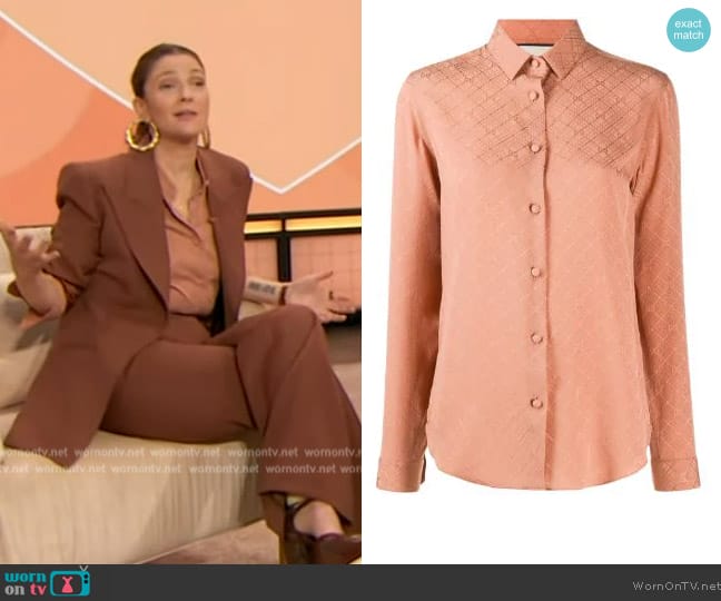 Gucci GG check long-sleeved shirt worn by Drew Barrymore on The Drew Barrymore Show