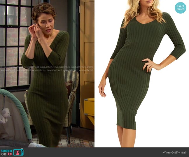 Guess Gisele Sweater Dress worn by Sarah Horton (Linsey Godfrey) on Days of our Lives