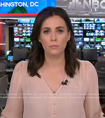 Hallie Jackson’s pink v-neck blouse on Today