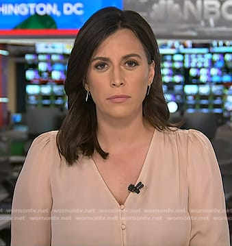 Hallie Jackson's pink v-neck blouse on Today