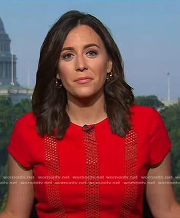 Hallie Jackson's red lace inset dress on Today