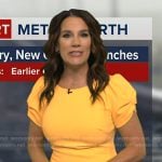 Heather’s yellow ruched short sleeve dress on Good Morning America