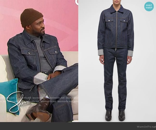 Helmut Lang Cuffed Raw Denim Trucker Jacket worn by Wayne Brady on Sherri