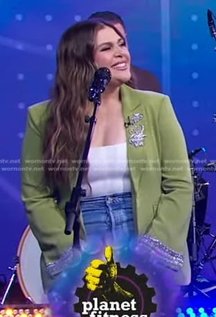 Hillary Scott’s green embellished blazer on Good Morning America