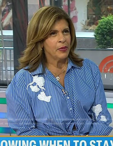 Hoda's blue embroidered blouse on Today