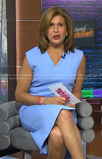 Hoda’s blue v-neck sheath dress on Today