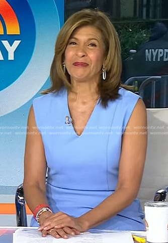 Hoda’s blue v-neck sheath dress on Today