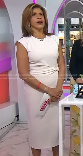 Hoda's cream twist waist sheath dress on Today