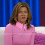 Hoda’s pink collared sweater and white pants on Today