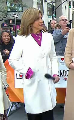 Hoda's white double breasted coat on Today