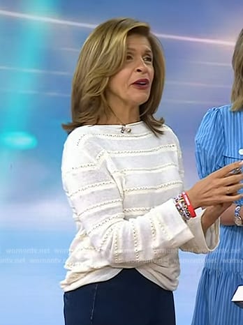 Hoda's white embellished sweater on Today