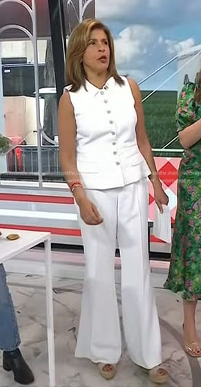 Hoda’s white peplum vest and pants on Today