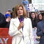 Hoda’s white ruffle coat on Today