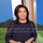 Meg Oliver’s navy eyelet dress on CBS Mornings