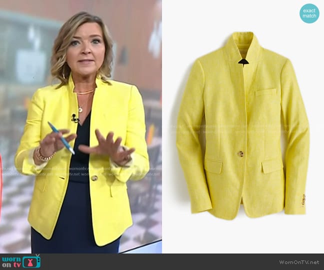 J. Crew Regent Blazer in Linen worn by Christine Romans on Today