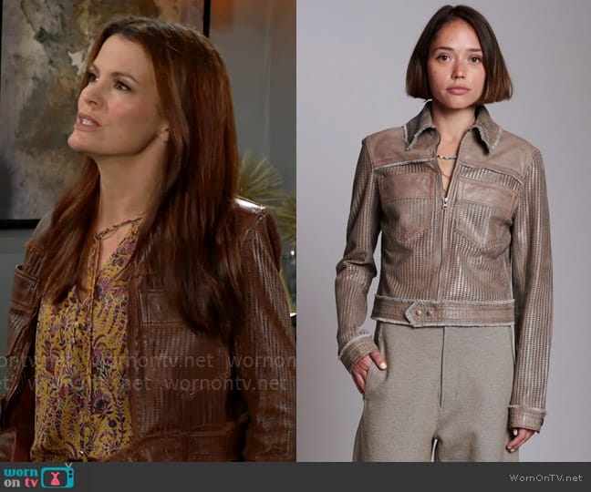 Jakett Hayden Perforated Jacket worn by Chelsea Lawson (Melissa Claire Egan) on The Young and the Restless