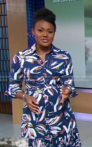 Janai's blue floral shirtdress on Good Morning America