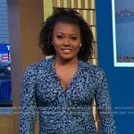 Janai’s blue floral ruched shirtdress on Good Morning America