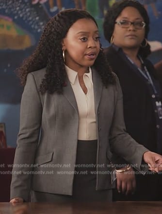 Janine's gray suit on Abbott Elementary