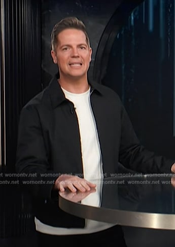 Jason's gray zip front jacket on E! News