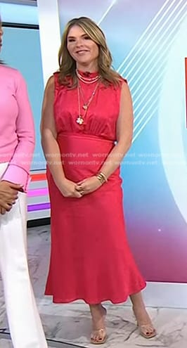 Jenna's pink sleeveless midi dress on Today