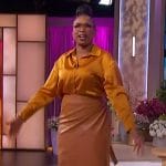 Jennifer’s gold satin blouse on The Jennifer Hudson Show