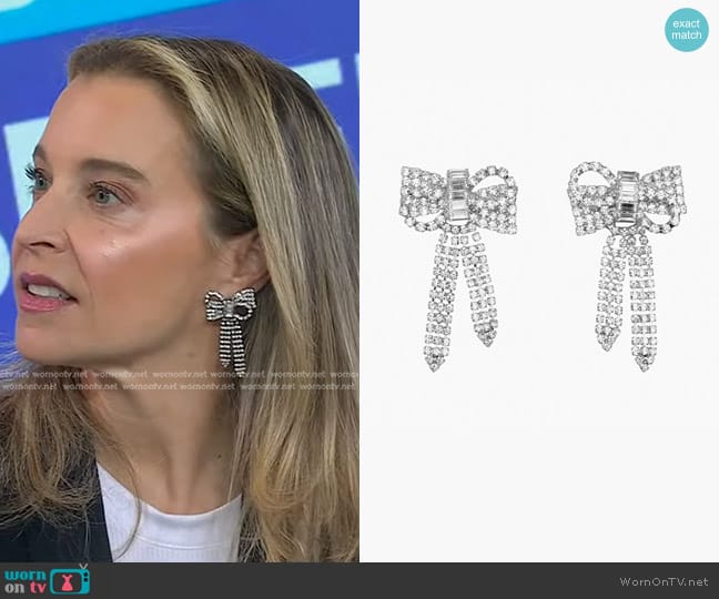 Jennifer Behr Lola Bow Earrings in Silver worn by Jenn Falik on Today