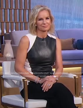 Jennifer's black and white sleeveless leather top on Good Morning America