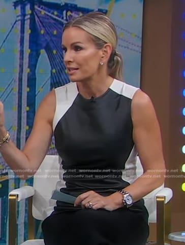 Jennifer’s black and white sleeveless leather top on Good Morning America