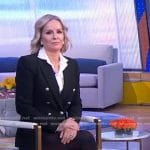 Jennifer’s black double breasted blazer and print leggings on Good Morning America