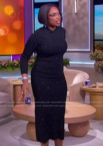 Jennifer's black embellished sweater dress on The Jennifer Hudson Show