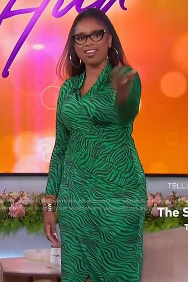 WornOnTV: Jennifer’s green tiger stripe dress on The Jennifer Hudson ...