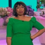 Jennifer's green bow shoulder dress on The Jennifer Hudson Show