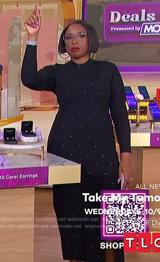 Jennifer’s black embellished sweater dress on The Jennifer Hudson Show