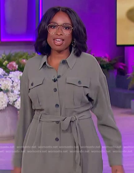 Jennifer’s gray utility jumpsuit on The Jennifer Hudson Show