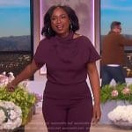 Jennifer’s maroon drape jumpsuit on The Jennifer Hudson Show