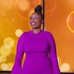 Jennifer's purple bell sleeve midi dress on The Jennifer Hudson Show