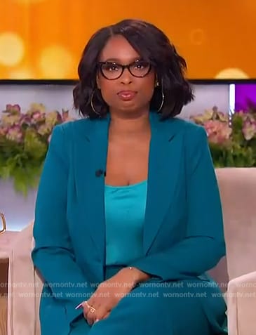 Jennifer’s teal blazer and pants on The Jennifer Hudson Show