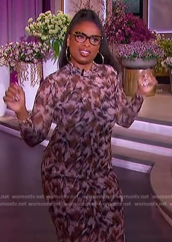 Jennifer’s abstract print mesh dress on The Jennifer Hudson Show