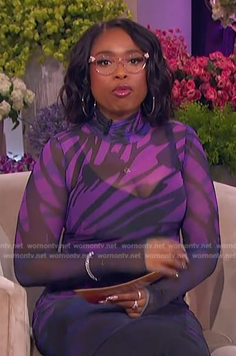 Jennifer's purple tie dye mesh dress on The Jennifer Hudson Show