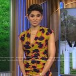 Jericka Duncan’s yellow abstract print dress on CBS Evening News