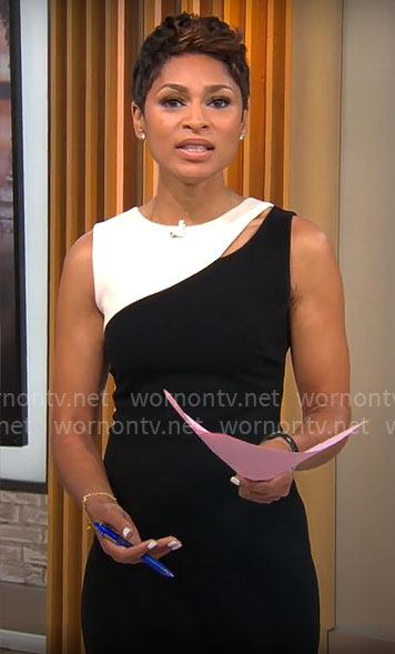 Jericka Duncan's black and white dress on CBS Mornings