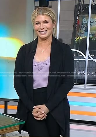 Jill's black shawl collar cardigan on Today