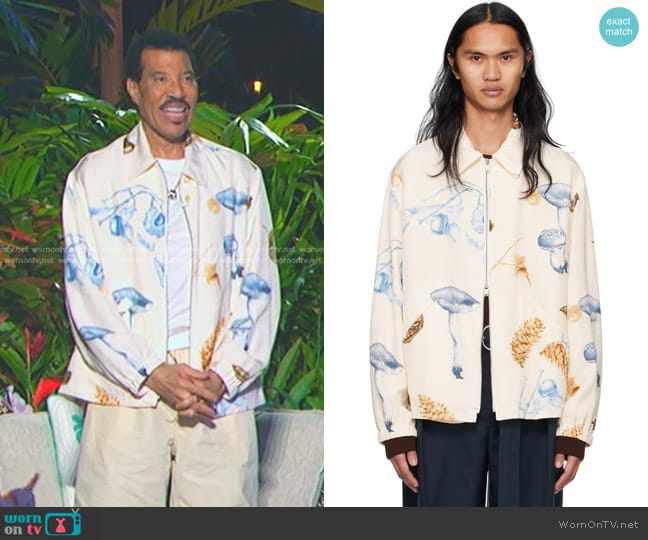 Jil Sander Printed Jacket in Off-White worn by Lionel Richie on American Idol